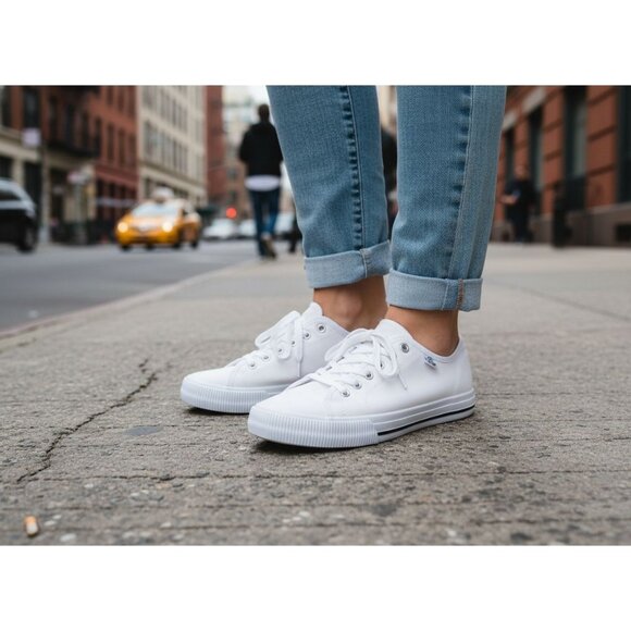 Hurley 6 Sneaker Woman's Carrie Canvas Lace-up Casual White Shoes Minimalist - Picture 1 of 15